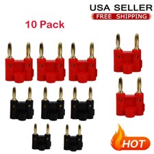 10 Pcs 4mm Gold Plated Dual Banana Plugs Screw Type Speaker Wire Cable Connector