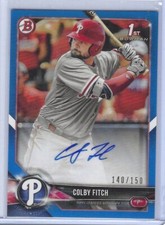 COLBY FITCH 2018 BOWMAN BLUE 1ST PROSPECT AUTO #d 140/150