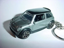 3D SILVER MINI COOPER CUSTOM KEYCHAIN KEY keyring racer BLING sport matchbox 