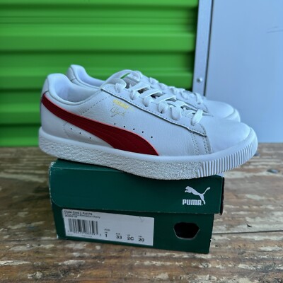 Puma Clyde Core L Foil Ps, White/barbados Cherry Size 2c New In