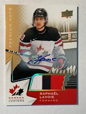 2020 UD Team Canada Juniors Premium Auto RAPHAEL LAVOIE 103/199 Patch Card# 31