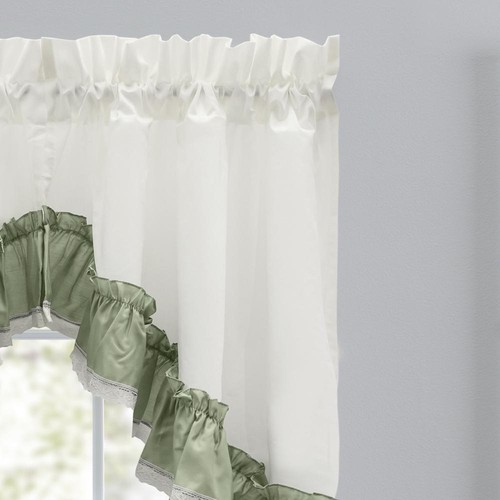 Ellis Curtain Madelyn Ruflled Victorian Swag for Windows 82" x 38" Sage - Picture 3 of 6