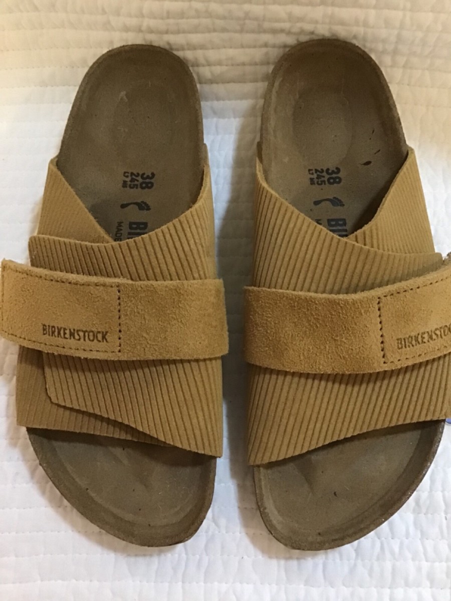 BIRKENSTOCK KYOTO SUEDE LEATHER EMBOSSED CORDUROY CORK BROWN