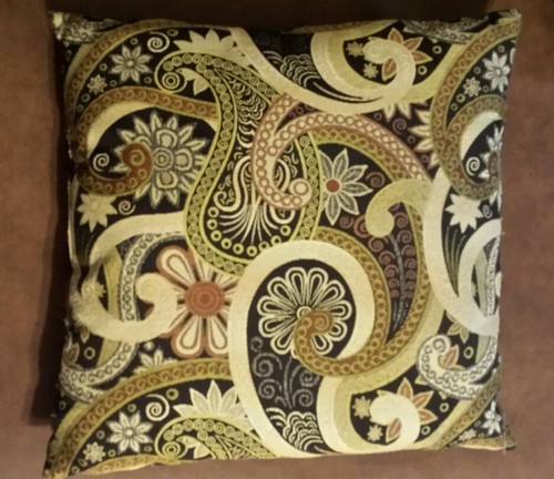 Due cuscini accento lancio quadrato 19" marrone con disegno paisley floreale - Foto 3 di 4