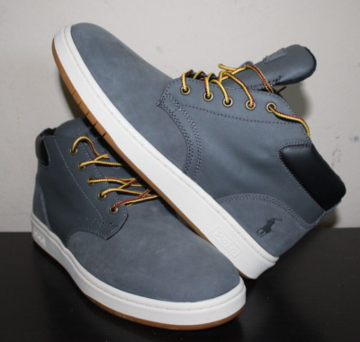 Polo Ralph Lauren Boots Mens Sz 11 Grey Black Leather Ankle Sneaker BOOT-BO-LCB Polo Ralph Lauren Boots Mens Sz 11 Grey Black Leather Ankle  main image 2