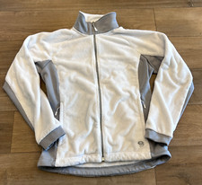 Mountain Hardwear Full Zip Fleece Jacket Women's Size M White Gray Zip Pockets