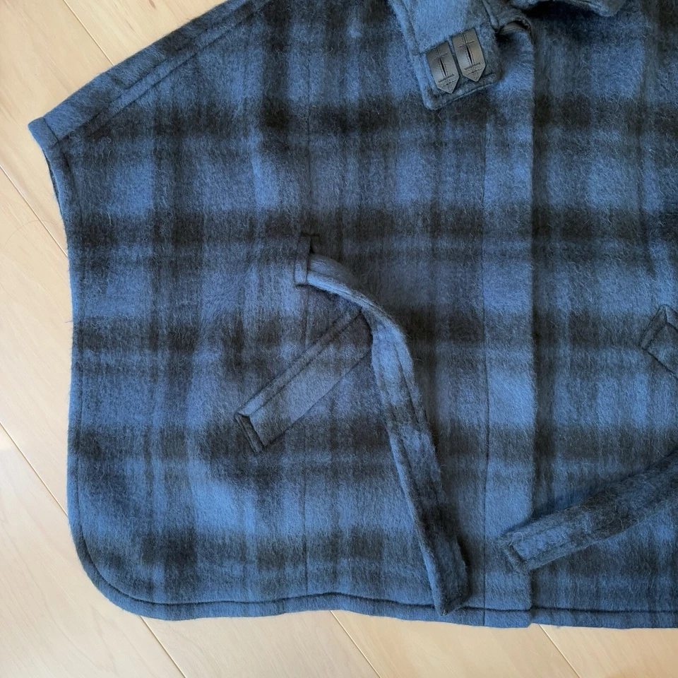 蔻驰格子羊毛角女式M/L蓝色多色羊驼外套纽约 — 第 4/4 张图片