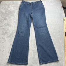 Pilcro Jeans Womens 30 Blue Flare Leg Flap Pockets Retro 70s Slash Pock Utility