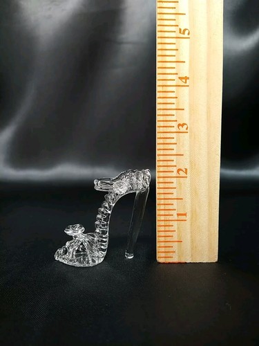 Mini Cenerentola Vetro Tacco Scarpa Soffiata a Mano Vetro Trasparente Figura Statuetta Pantofola - Foto 8 di 9