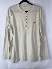 Mens Nautica Henley Long Sleeve T-Shirt 5 Button Lightweight Size L Sleepwear