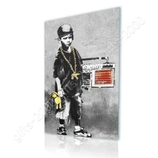 Boy With Dance Mat by Banksy | Canvas (Rolled) | Wall art HD painting artwork