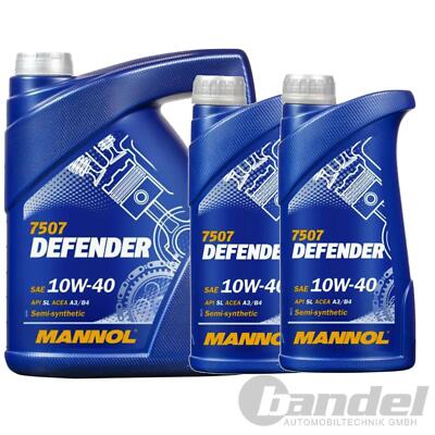 7 Liter (5+2) SAE 10W-40 MANNOL DEFENDER MOTORÖL ÖL passend für VW AUDI Mercedes