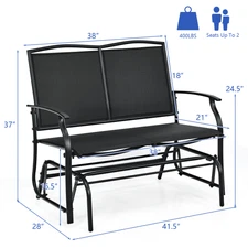 Patiojoy Patio 2-Person Glider Rocking Bench Double Chair Loveseat Garden Black