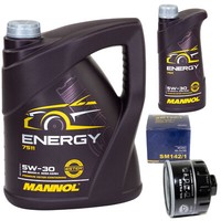MotoröL Set Mannol Energy 5W-30 API 6 Liter + ÖLfilter FüR Opel Renault Suzuki