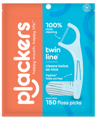 PLACKERS 150 x Twin Line ZAHNSEIDE, Schnäppchenpaket, Cool Mint, NEUES ETIKETT, UK