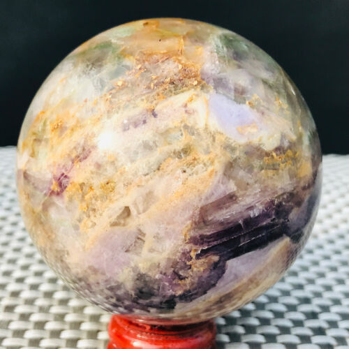 453G Natural Purple Fluorite Ball Quartz Crystal Therapy Ball Reiki Stone - Picture 12 of 22
