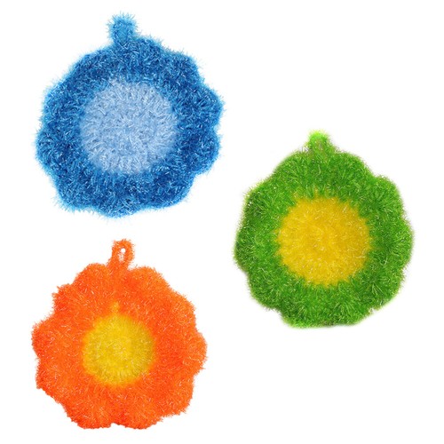 3 Pcs Blumenförmiges Geschirrtuch Küchenwaschlappen Reinigungstuch