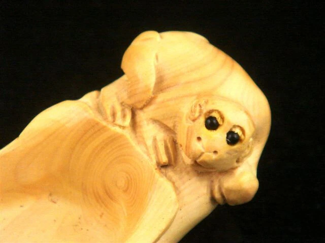 Cuchara de té/café hecha a mano de boj mango de mono animal del zodiaco #05162402 Foto 2 de 4