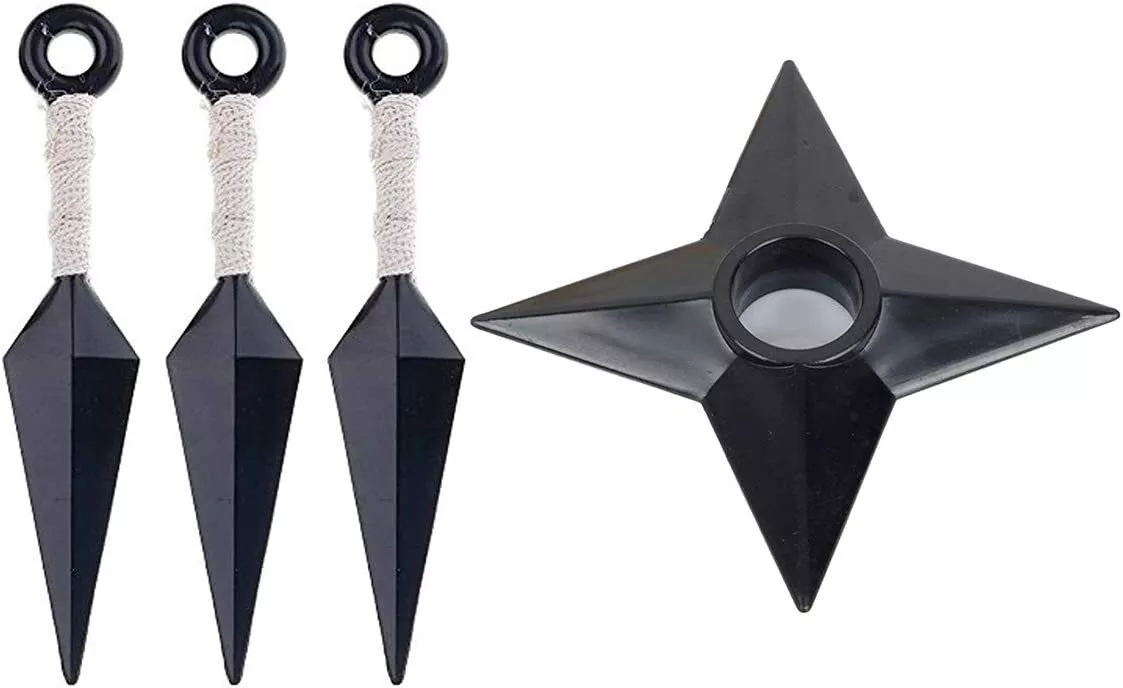 NARUTO Ninja Weapon Cosplay (Kunai + Shuriken) 13cm Set of 3 Boxed White  I3C