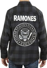 RAMONES PUNK ROCK Band Men's Plaid Flannel Multiple Variations 
