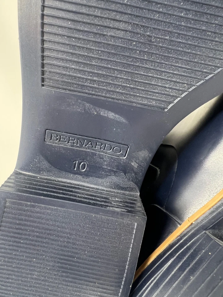 Bernardo Briton Botas de Lluvia Azul Marino Con Cordones Arco Trasero Impermeables Pull-On Foto 4 de 4