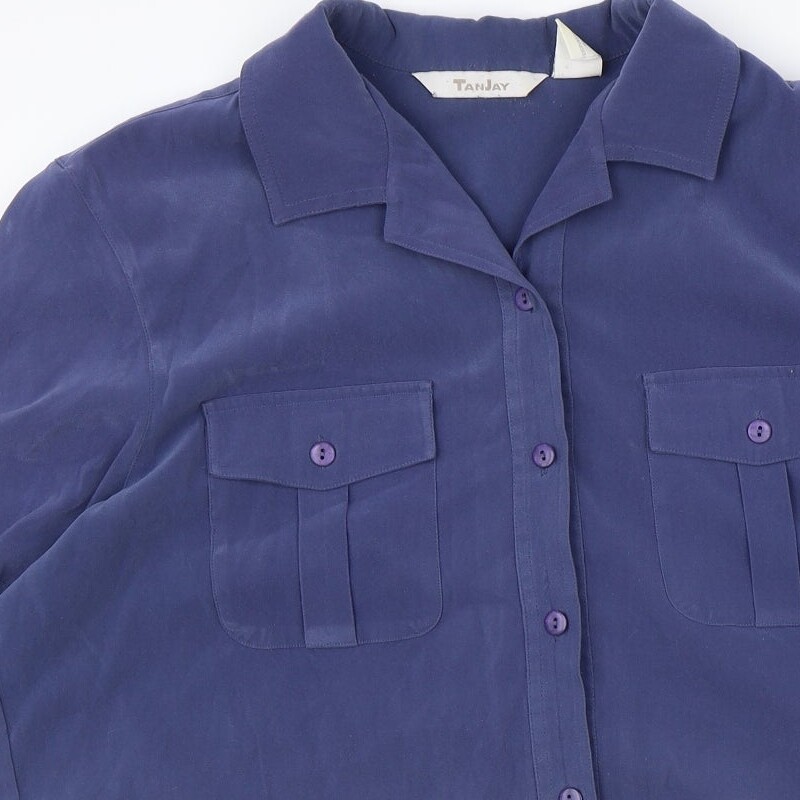 TanJay Womens Blue Polyester Blend Basic Button-U… - image 8