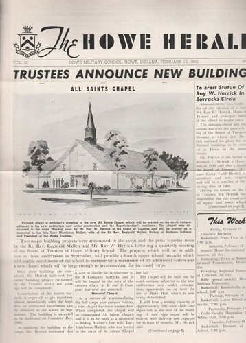 HOWE MILITARY SCHOOL, HOWE INDIANA-THE HOWE HERALD.  3 1960 ISSUES - Picture 1 of 3