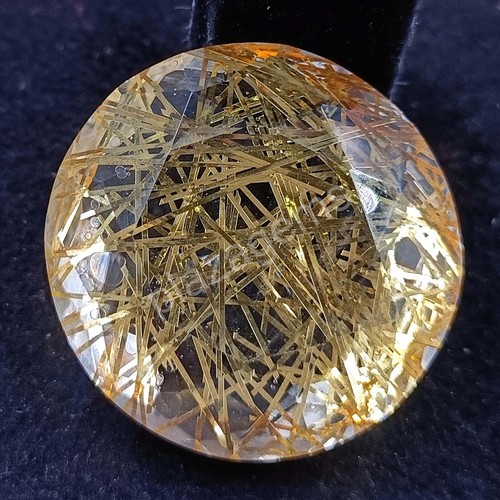 75.70 CT Round Cut Goldan Rutilated Quartz Certified Transparent Loose Gems 25S - Picture 3 of 8