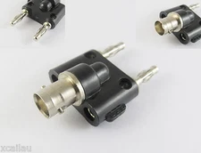 BNC Female Jack to Two Dual Banana Male Stack Plug Coaxial Adapter Connector New