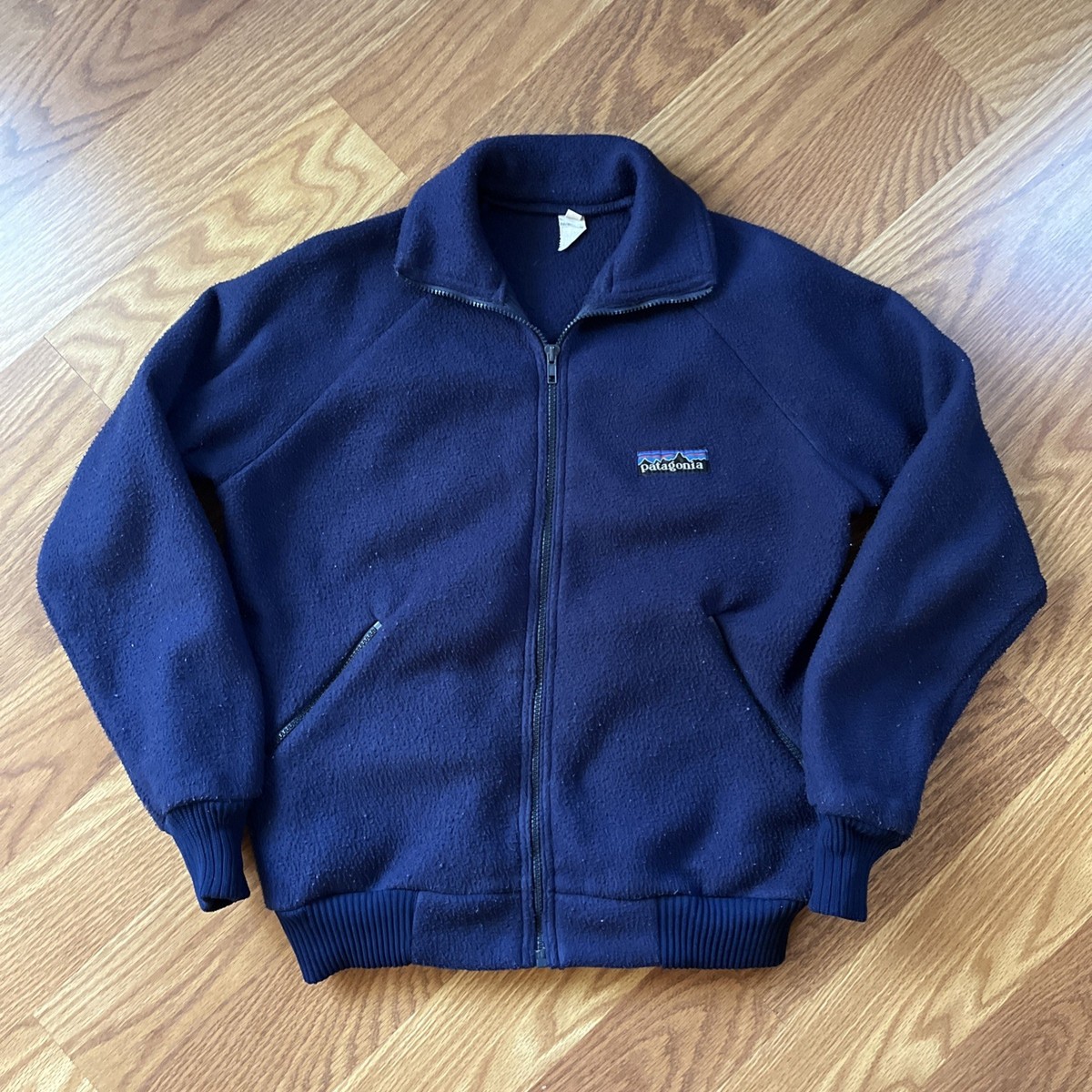 Vintage 70s 80s Patagonia Fleece Full Zip Big Label Logo Jacket