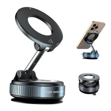 【NO NEED CHARGING】360 Rotating Magnetic Vacuum Suction Phone Mount Holder Black