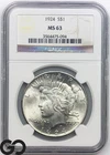 1924 Peace Dollar NGC MS 63