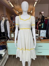 1970s Handmade Yellow Floral Prairie Dress