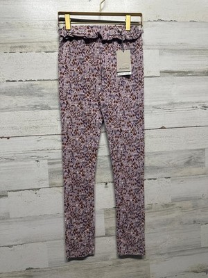 Minymo Mushroom Print Leggings Girls Size 10 Purple Organic Cotton Ruffle NWT
