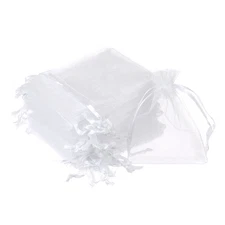 Organza Bags, 100 Pcs 3.54x2.8 Inch Drawstring Mini Pouches, White