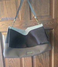 Steve Madden Colorblock Hobo Shoulder Bag Grey Taupe Black Gold Hardware