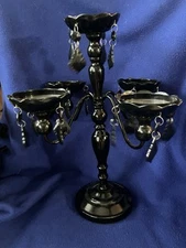 🎃 Black Metal 5-armed Tabletop Candelabra w/ Dangling Pendants