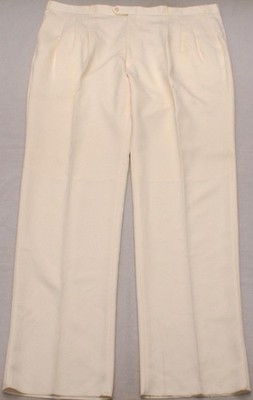 Gino Cappeli Men s Big & Tall Size 47 Polyester Pleated Cream Dress Pants
