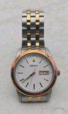 Vintage Seiko Essentials Quartz White Dial Two Tone Stainless Steel Ladies Watc