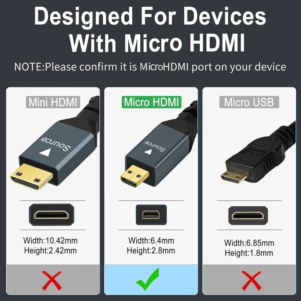 Twozoh Micro HDMI auf VGA Kabel 1M, Vergoldet und Geflochten Micro HDMI to VGA - Bild 3 von 4