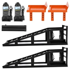 2 Pack 5 Ton Hydraulic Car Ramps Adjustable Lift Ramps Service Ramp 11000 Lbs
