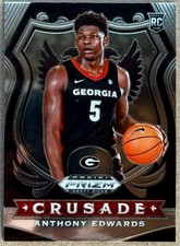 2020 PANINI PRIZM DRAFT PICKS ANTHONY EDWARDS ROOKIE CARD CRUSADE #81 NM GEORGIA