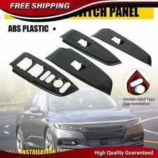 Carbon Fiber Look Inner Window Switch Panel Cover Trim For Honda Accord 2018-22