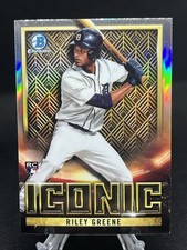 Riley Greene Iconic Rookie RC 2023 Bowman Chrome Card #BI-22 Detroit Tigers. rookie card picture