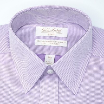 Gold Label Roundtree Yorke Slim-Fit Non-Iron Point Collar Patterned Dobby Dress Shirt, Mens, 14.5 x 33, Purple - Dillard's Exclusive