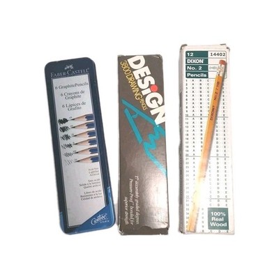 VTG Drawing Pencil Lot   Faber Castell Sketch Set, Design 3800, Dixon - Mixed