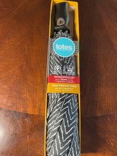 TOTES WOMEN'S UMBRELLA BLACK WHITE 11 in PUSH OPEN CLOSE NWT