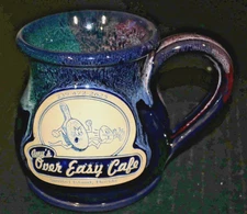 Deneen Pottery Mug Amy's Over Easy Cafe Sanlbel Island Florida Blue 239-472-2625
