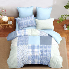 Plaid Duvet Cover Queen Size Reversible Blue Patchwork Checkered Duvet Cover Dor
