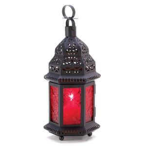 Rainbow and Red Glass Moroccan Lanterns - Picture 2 of 4